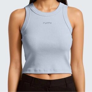 Women's Light Blue Ribbed Tank Top “Miami Beach Bum”